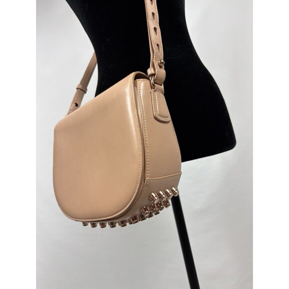 Alexander Wang Lia Leather Crossbody Shoulder Bag Peach Tan Nude Studded Bottom - Picture 15 of 16